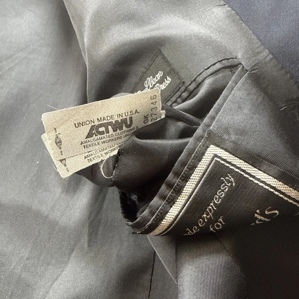 Vtg USA Made Christian Dior 42 Navy Blue Gold Button Blazer Jacket Sport Coat
